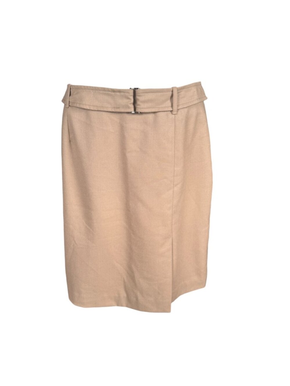 i.e. tan straight skirt with matching fabric belt fully lined knee length 12